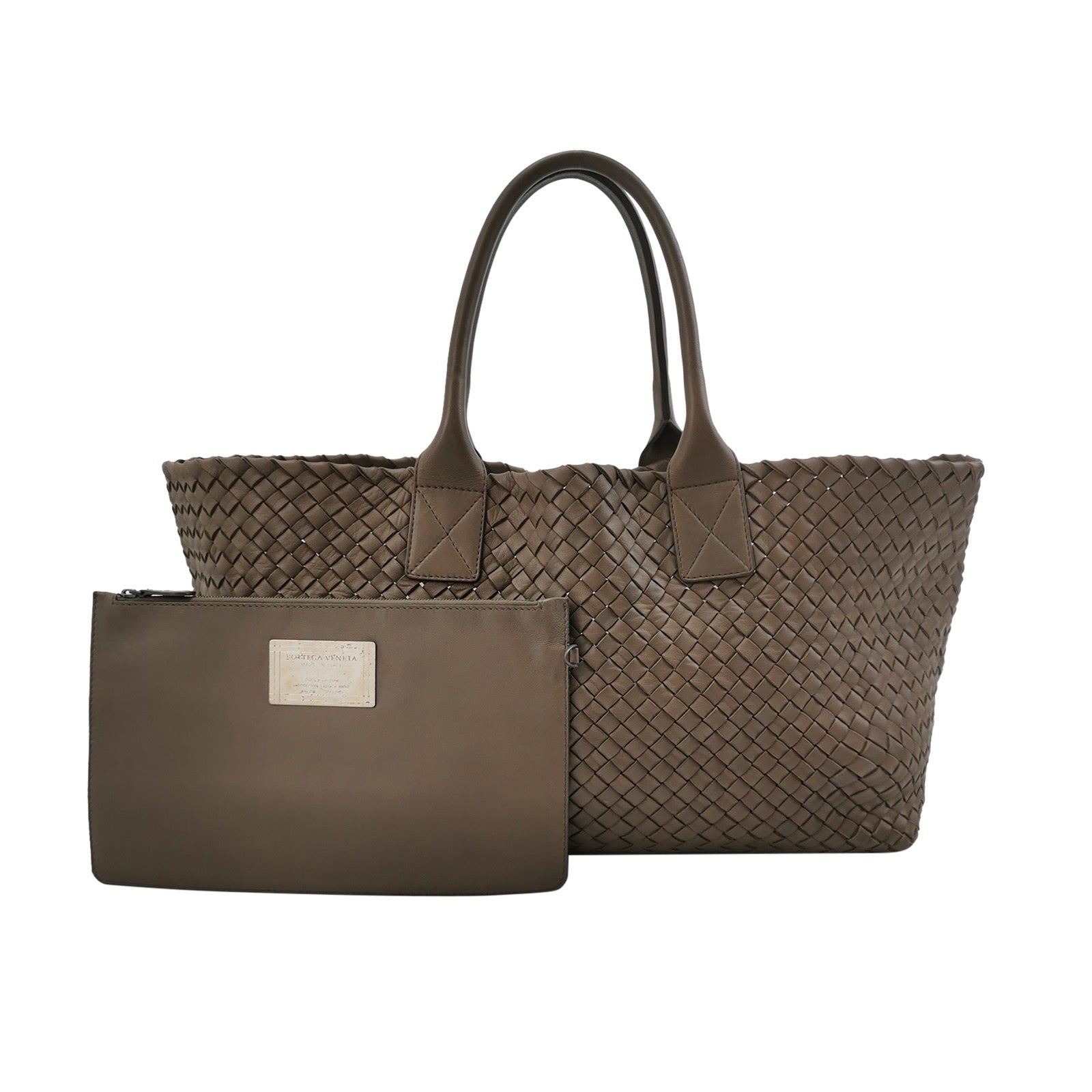Bottega Veneta Cabat Large Intreccio Leather Tote Bag Grey 40-43cm