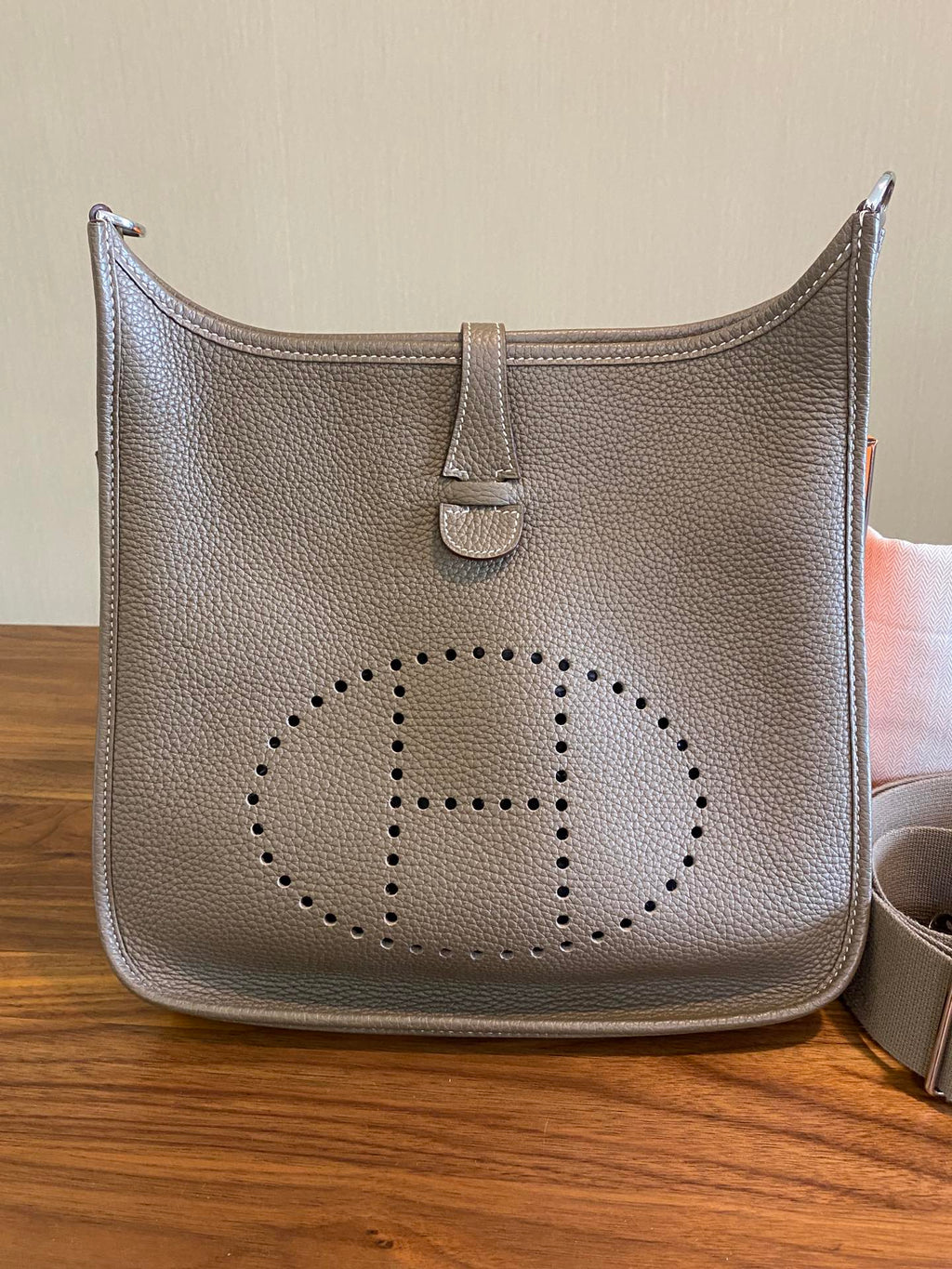 Hermes Evelyne 29 Large Crossbody Bag Grey with Strap