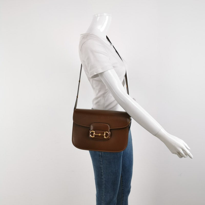Gucci 1955 Horsebit Shoulder Bag Caramel Brown Small Leather