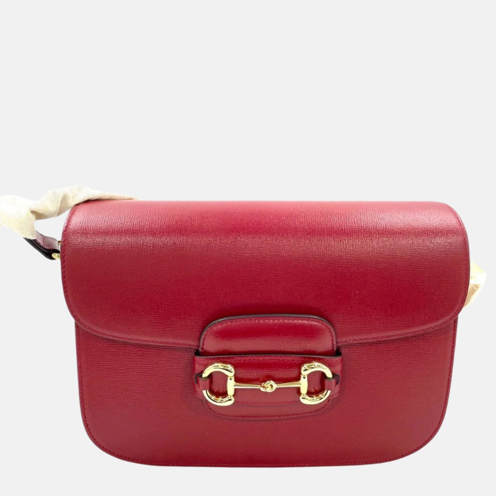 Gucci 1955 Horsebit Leather Shoulder Bag Red Small Never Worn