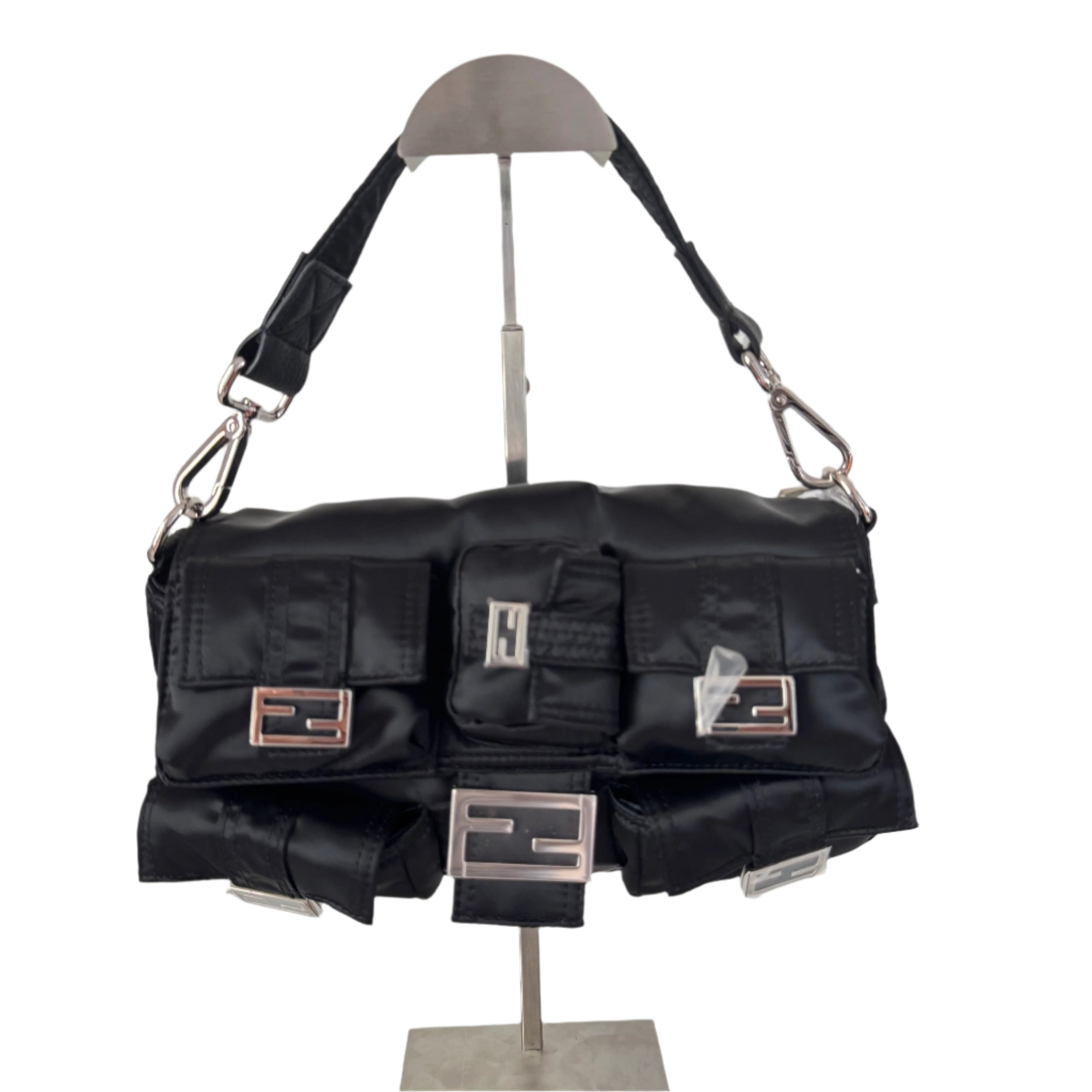 Fendi Baguette Cargo Multipocket Black Nylon 3-way Bag