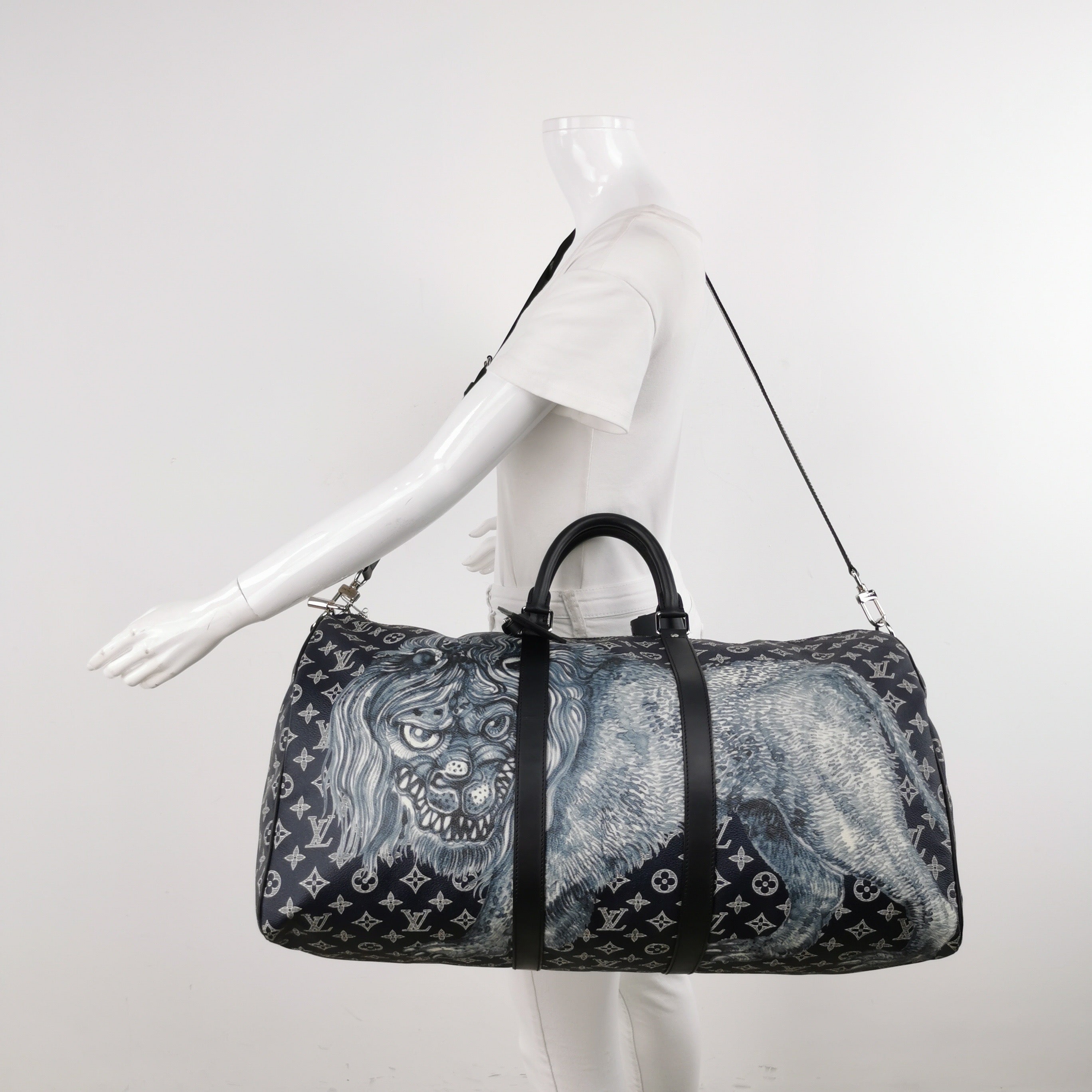 Louis Vuitton x Chapman Brothers Keepall 55 Bandouliere Lion Navy