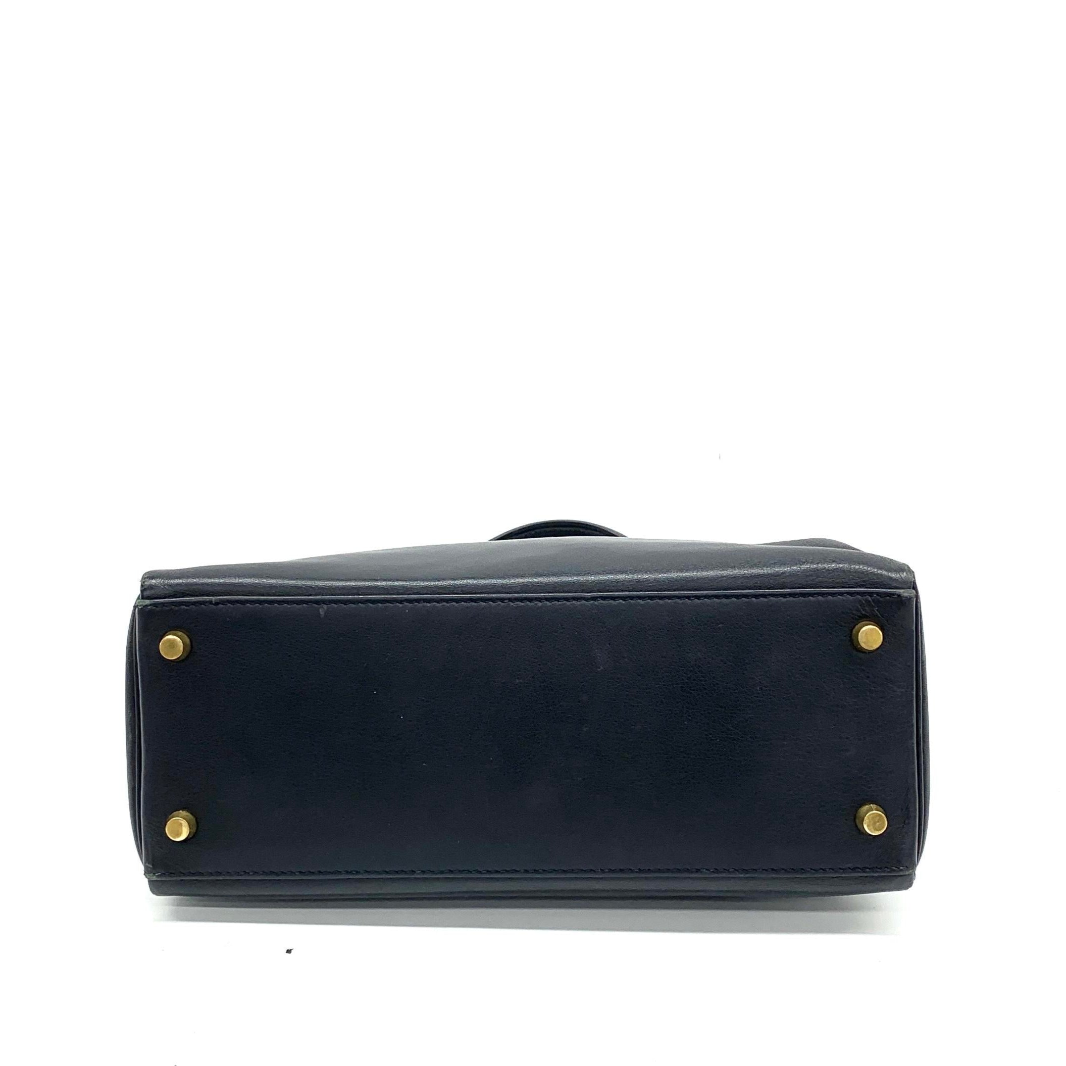 Hermes Kelly 28 Vintage Retourne Black Swift Leather Gold Hardware 1998