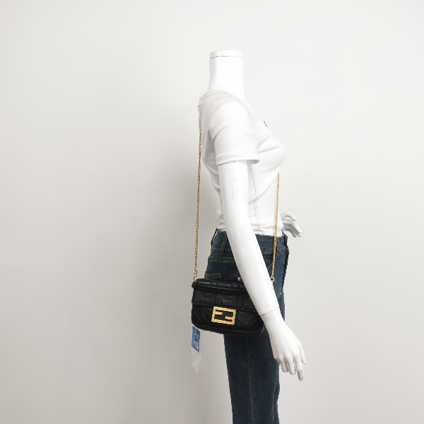Fendi Baguette Mini Black Nappa Leather Crossbody Bag