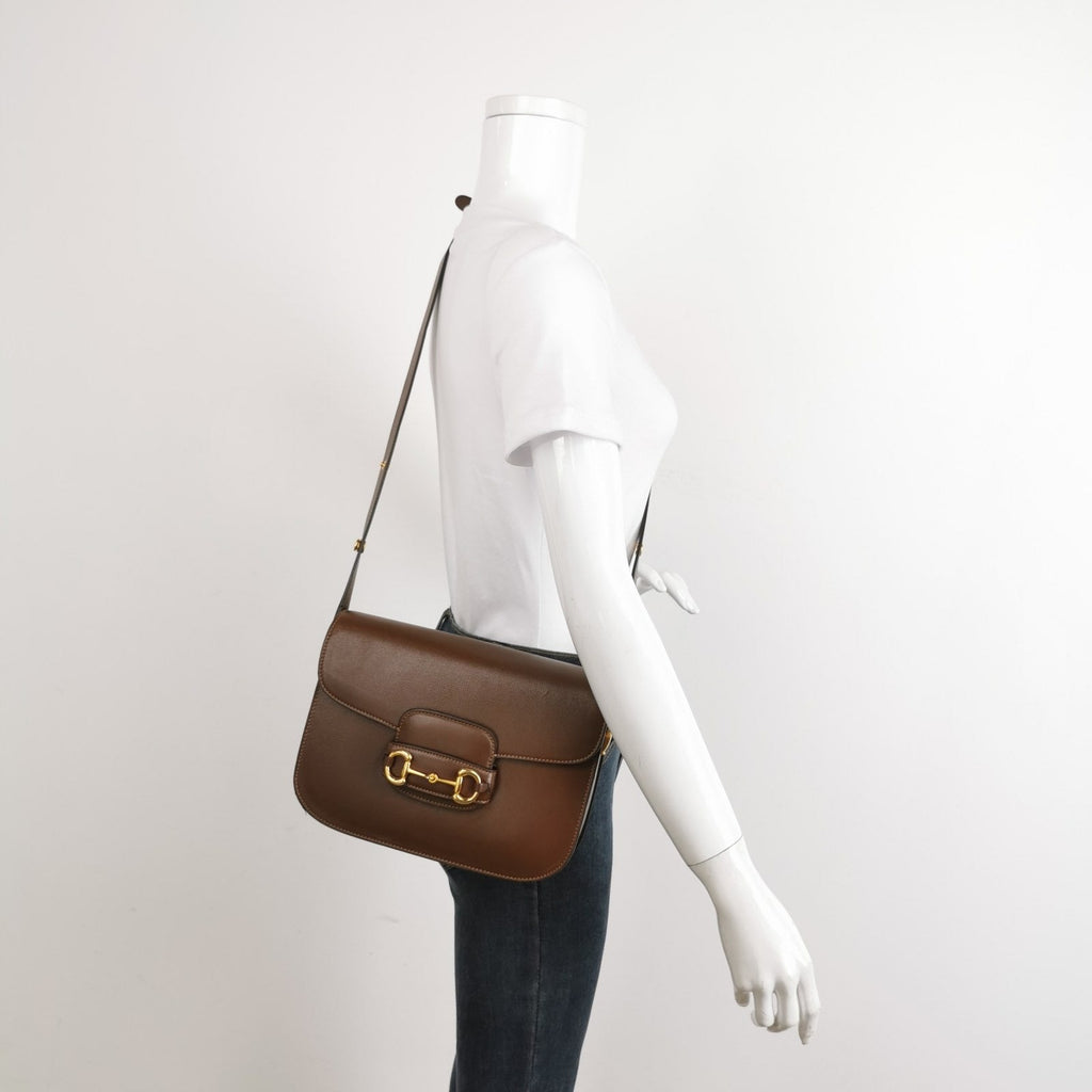 Gucci 1955 Horsebit Shoulder Bag Caramel Brown Small Leather
