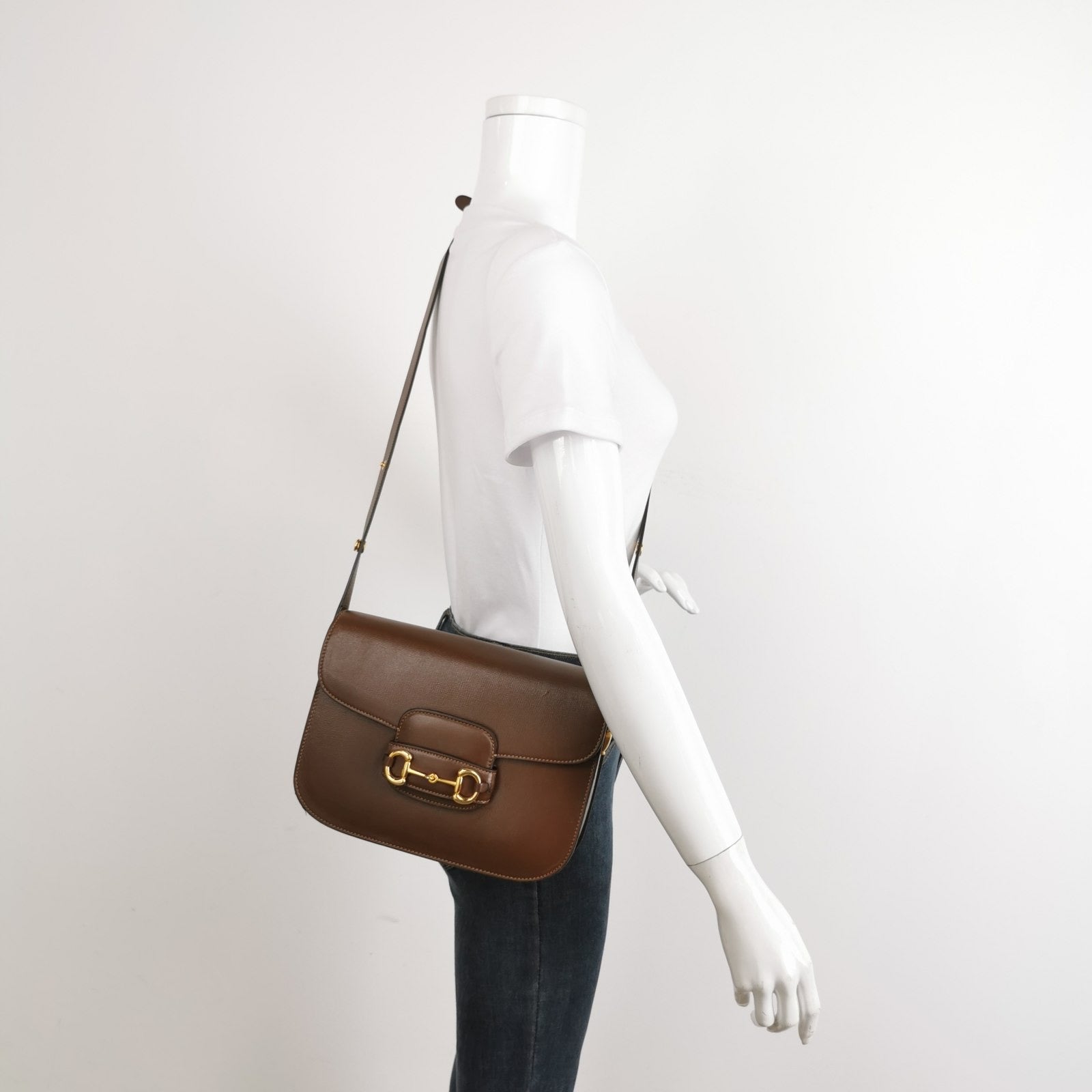 Gucci 1955 Horsebit Shoulder Bag Caramel Brown Small Leather