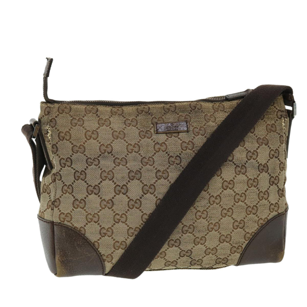 GUCCI GG Canvas Shoulder Bag Beige Brown 52249