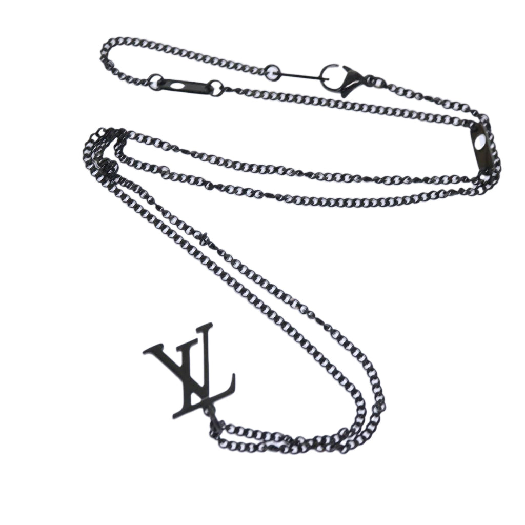 LOUIS VUITTON Adjustable Collier LV Upside Down Necklace Black M62683 52449