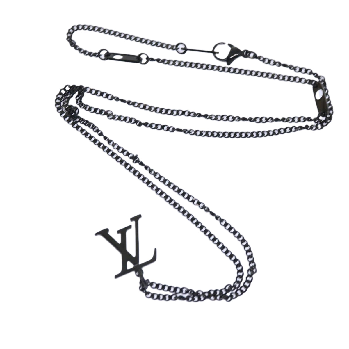 LOUIS VUITTON Adjustable Collier LV Upside Down Necklace Black M62683 52449