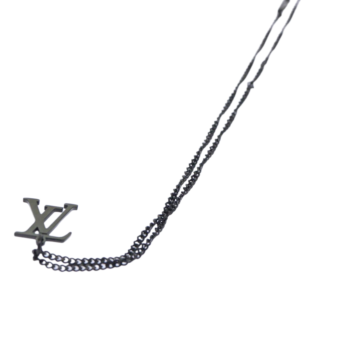 LOUIS VUITTON Adjustable Collier LV Upside Down Necklace Black M62683 52449