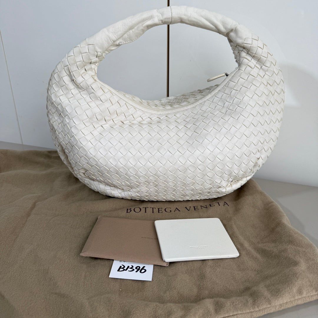 Bottega Veneta Belly Hobo Intrecciato White Nappa Leather Medium 40cm