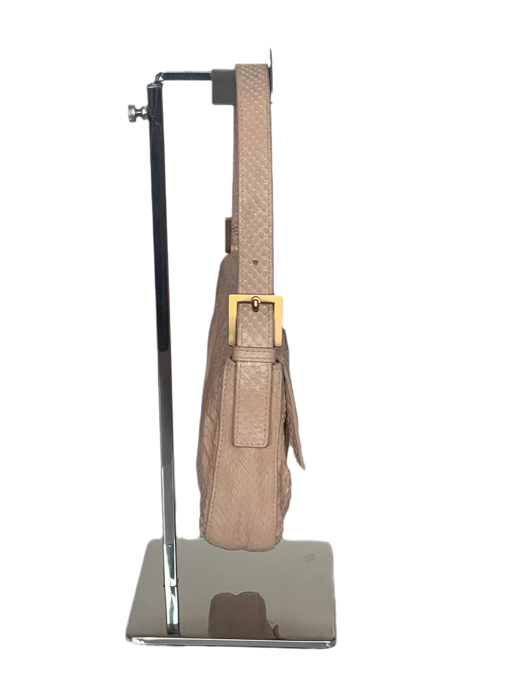 Fendi baguette nude pink python leather shoulder bag