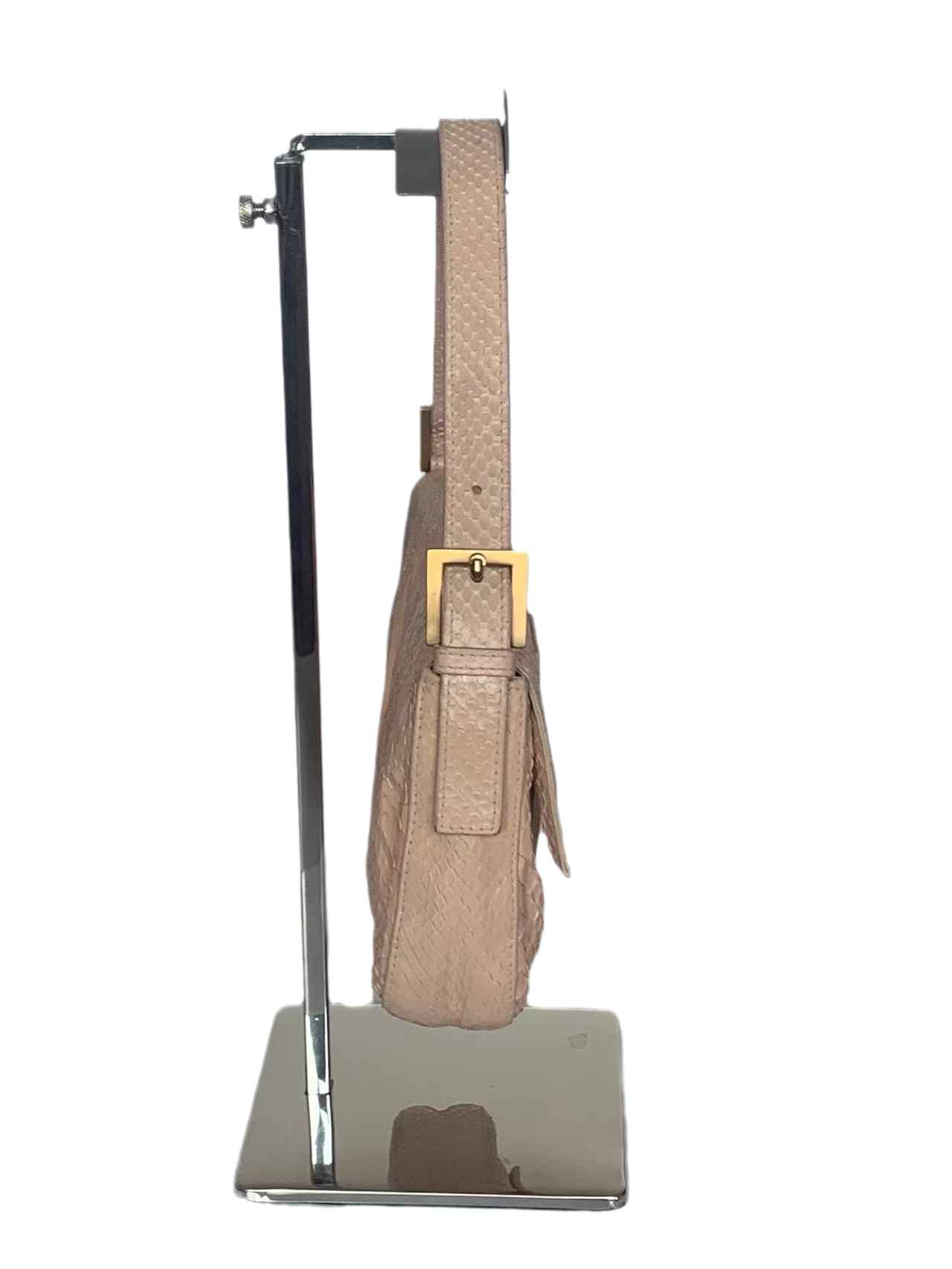 Fendi baguette nude pink python leather shoulder bag