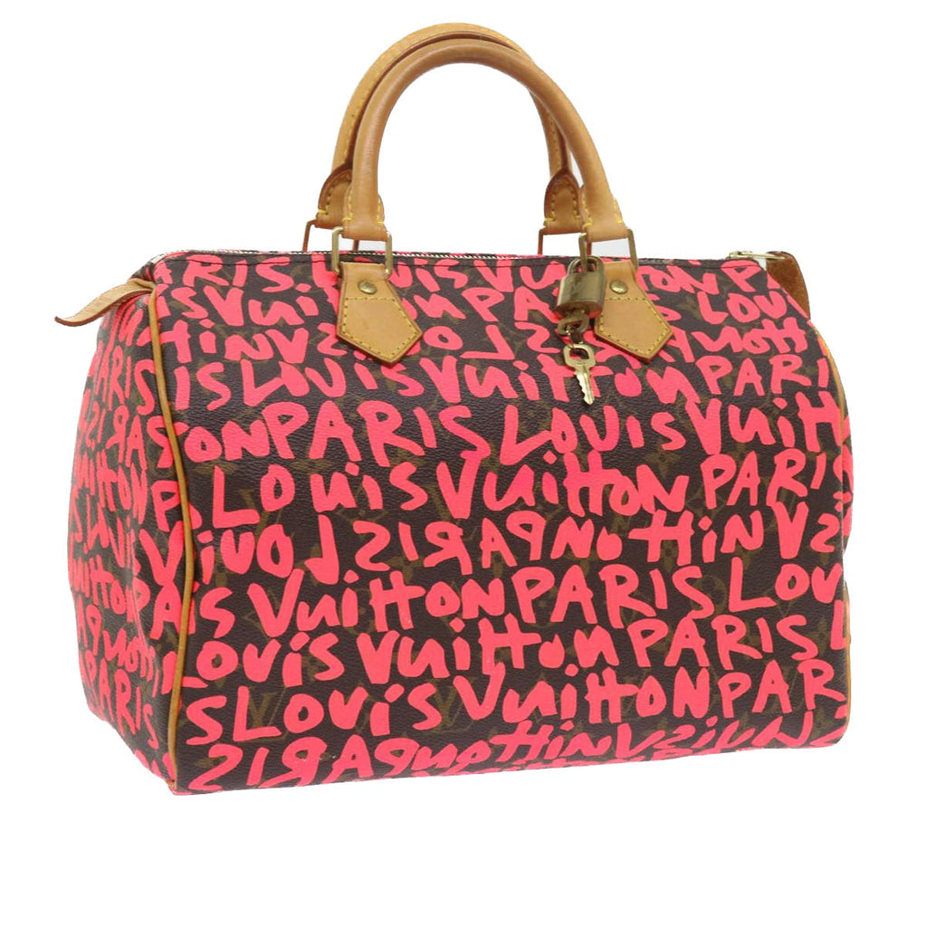 LOUIS VUITTON Monogram Graffiti Speedy 30 Hand Bag Pink M93704 LV 56156AM