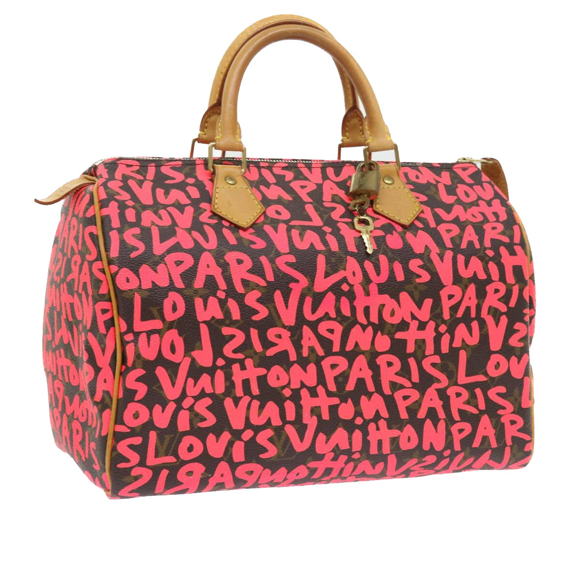 LOUIS VUITTON Monogram Graffiti Speedy 30 Hand Bag Pink M93704 LV 56156AM