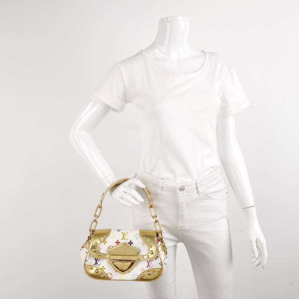 Louis Vuitton x Takashi Murakami Marilyn Small White Multicolor Gold Leather