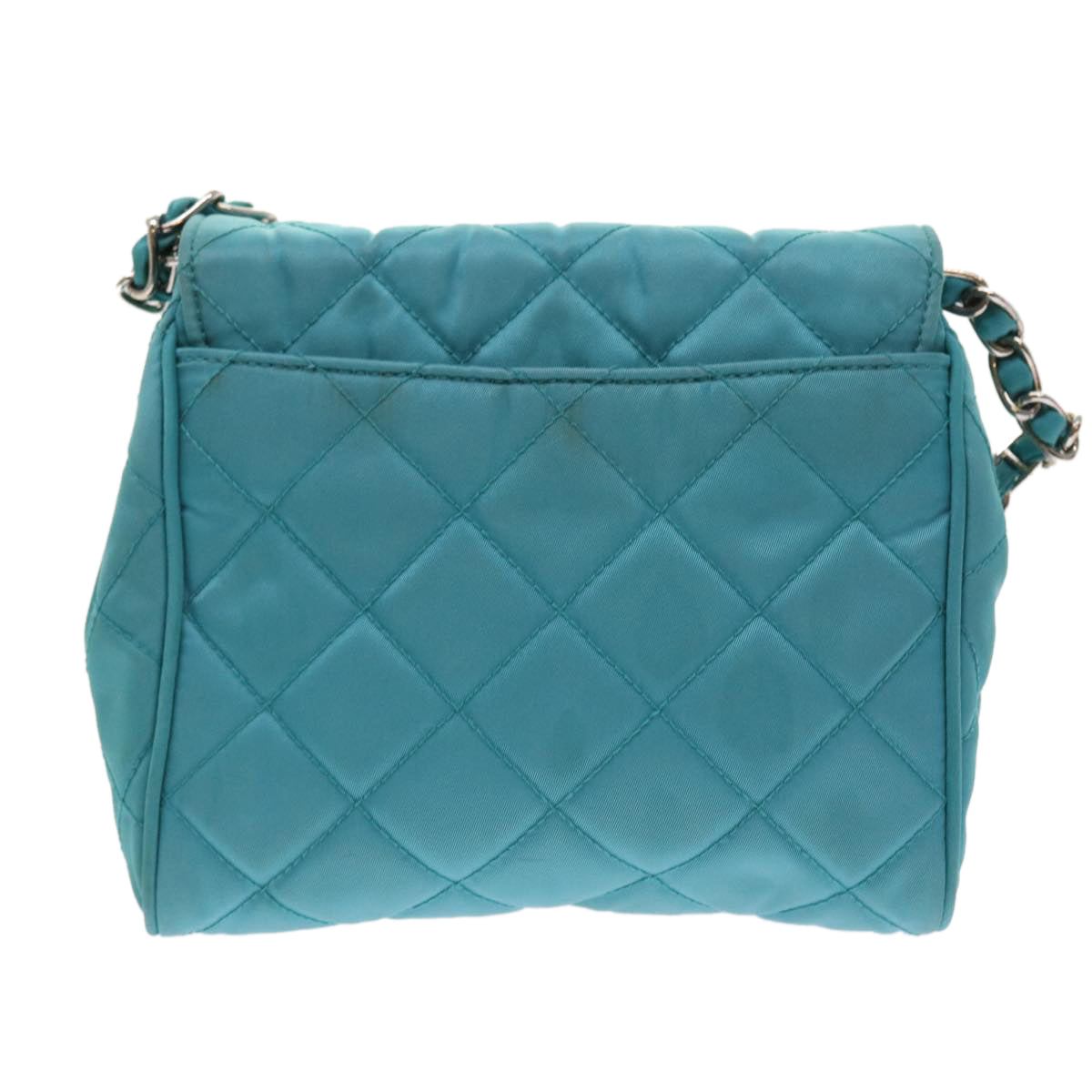 PRADA Chain Shoulder Bag Nylon Turquoise Blue 56948