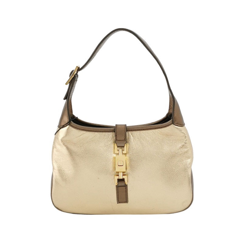 Gucci Jackie Vintage Mini Gold Lambskin Leather Brown Calfskin Leather