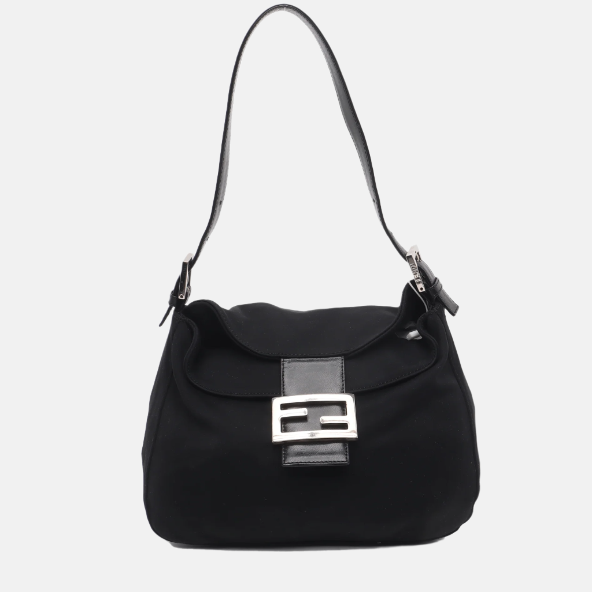 FENDI Baguette Vintage Black Cloth Silver Hardware