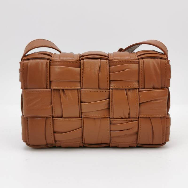 Bottega Veneta Brick Cassette Small Tan Brown Leather Crossbody Bag