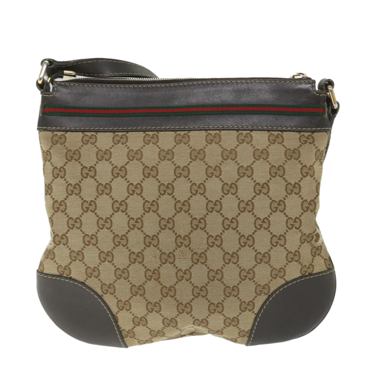 GUCCI GG Canvas Web Sherry Line Shoulder Bag Beige Red Green 257065 58041