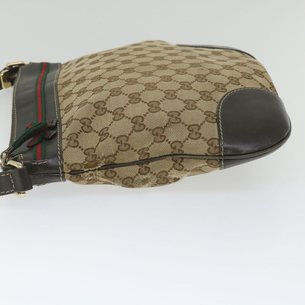 GUCCI GG Canvas Web Sherry Line Shoulder Bag Beige Red Green 257065 58041