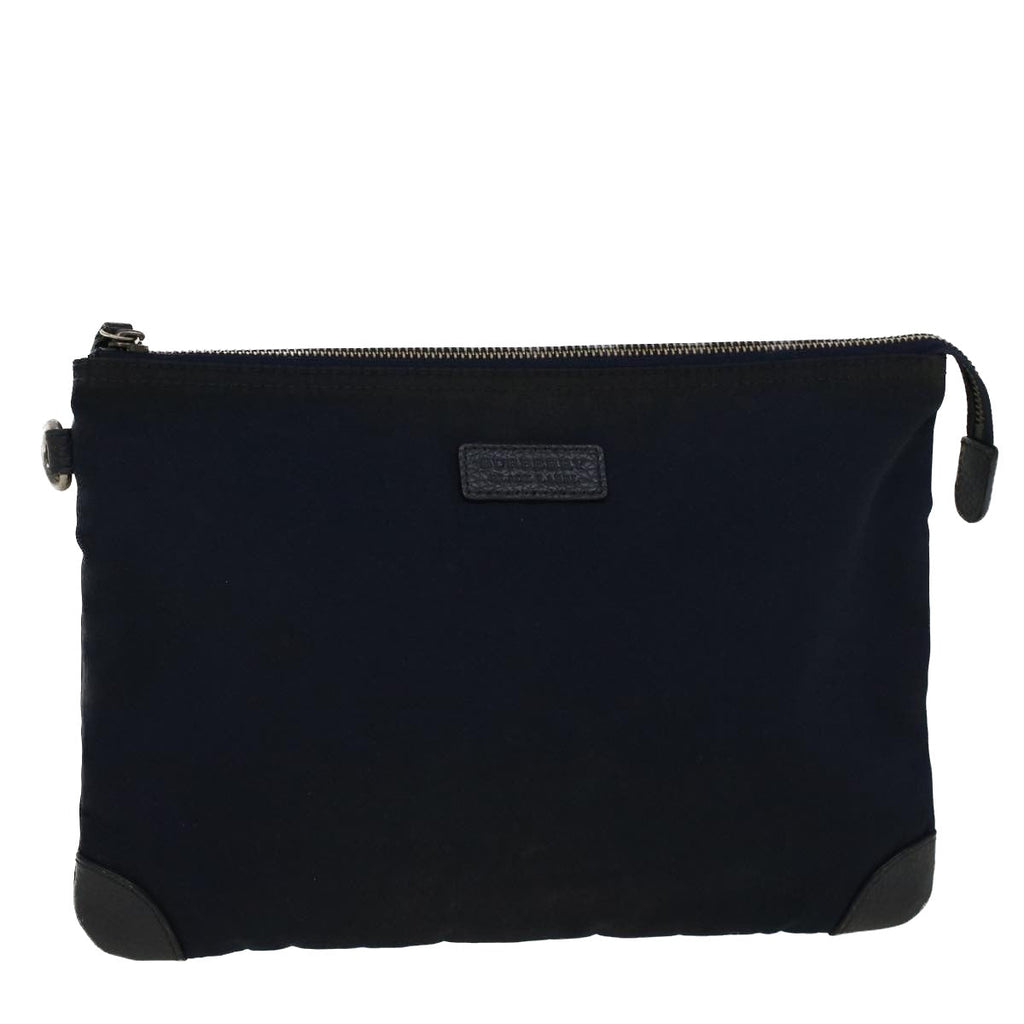 BURBERRY Black label Clutch Bag Nylon Leather Navy 58127