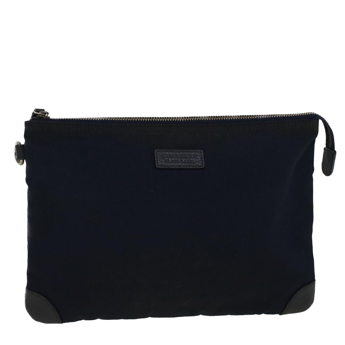 BURBERRY Black label Clutch Bag Nylon Leather Navy 58127