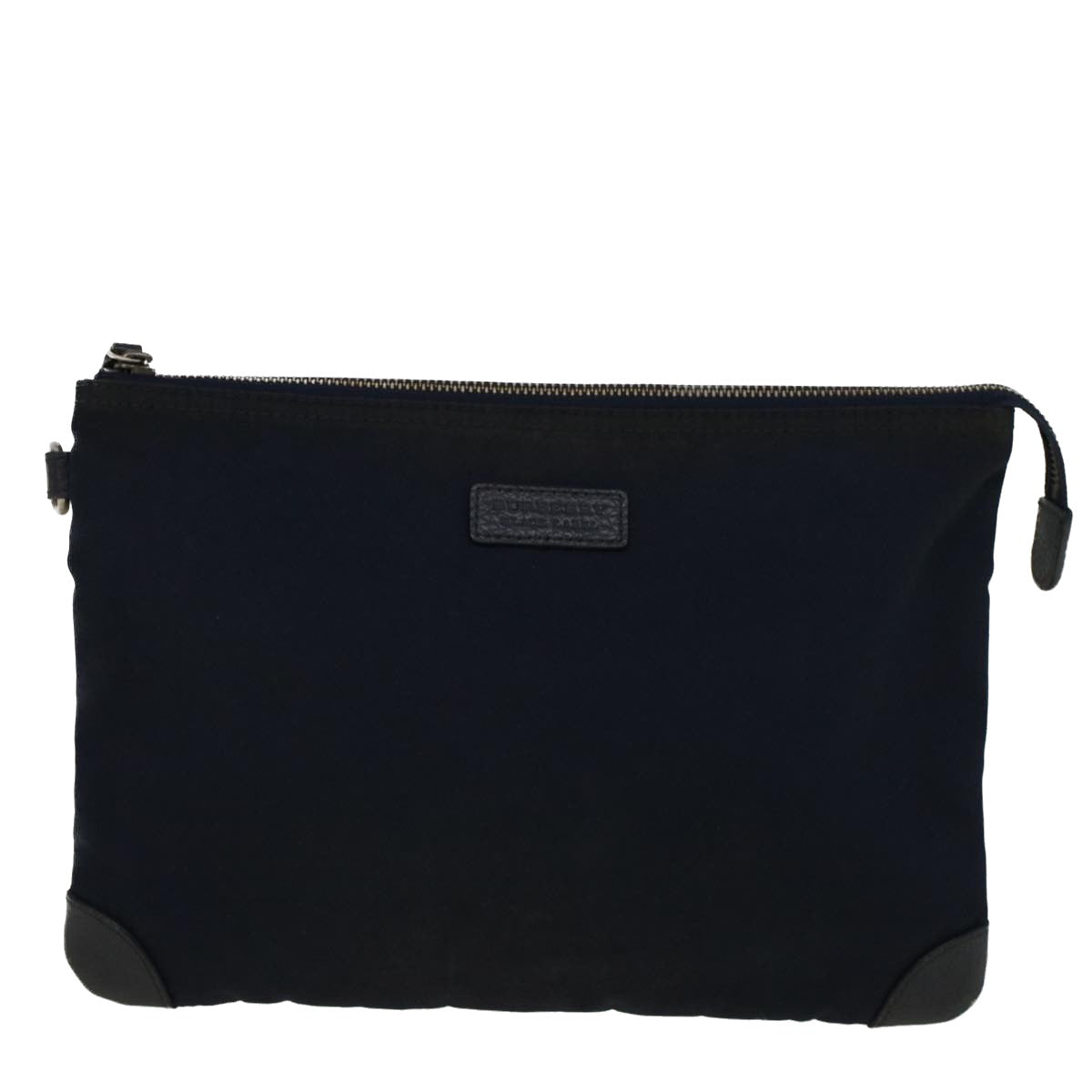 BURBERRY Black label Clutch Bag Nylon Leather Navy 58127