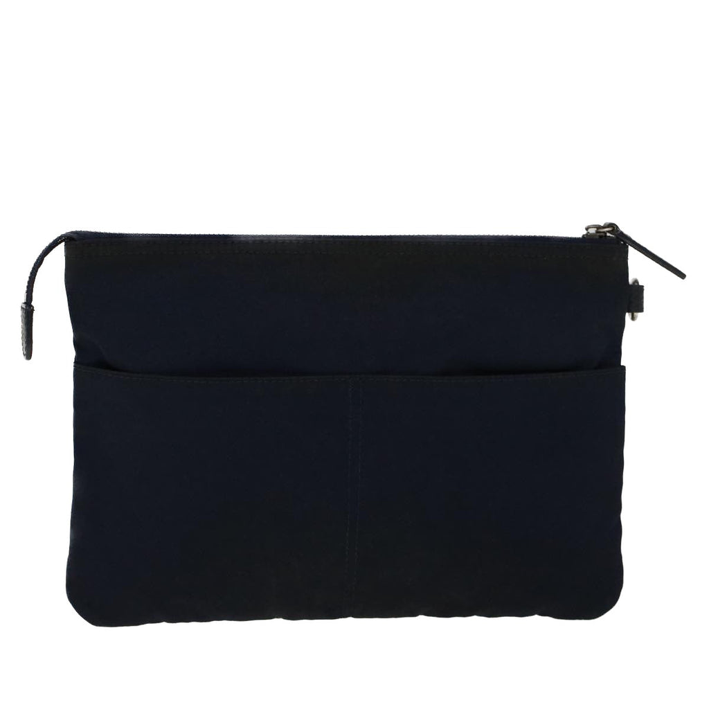 BURBERRY Black label Clutch Bag Nylon Leather Navy 58127
