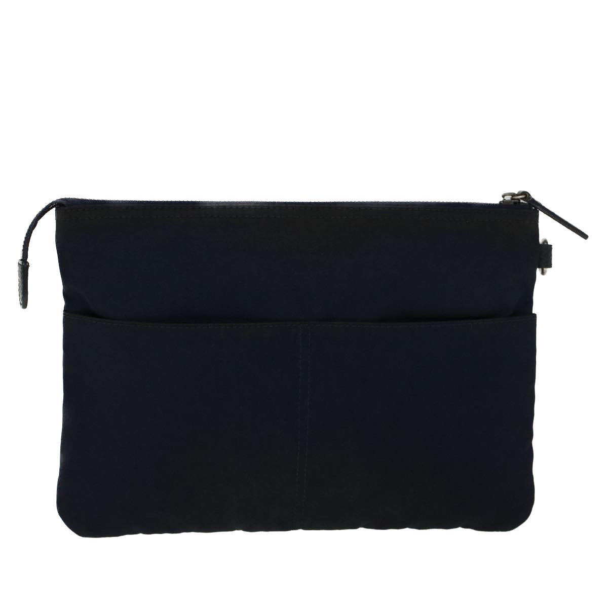 BURBERRY Black label Clutch Bag Nylon Leather Navy 58127