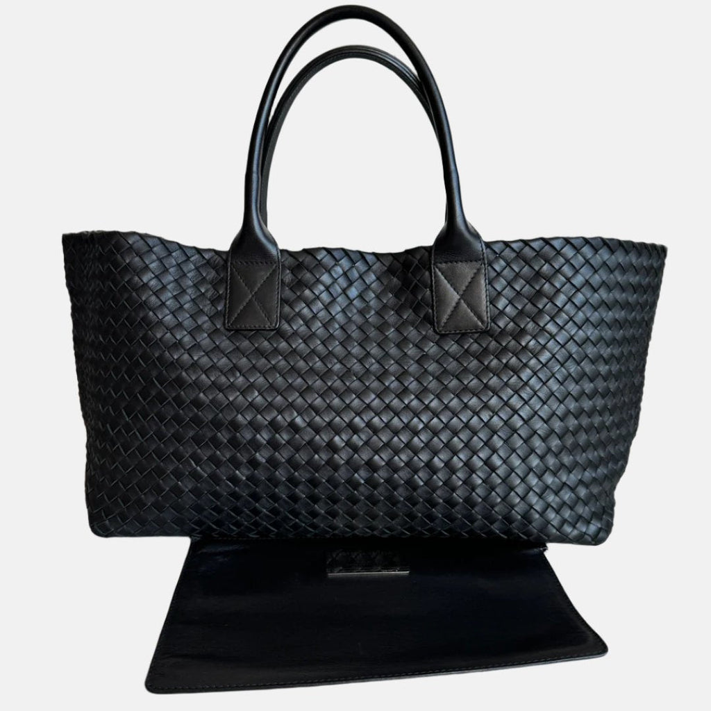 Bottega Veneta Cabat Large Intreccio Leather Tote Bag Black 40cm