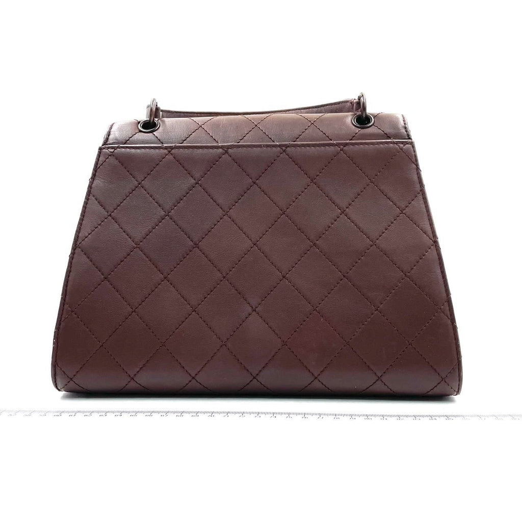 Chanel Vintage Top Handle Kelly Flap Bag Chocolate Brown Cannage Lambskin Leather, 1997-1999
