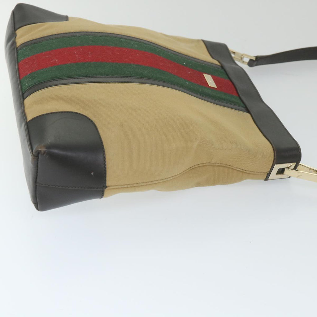GUCCI Web Sherry Line Shoulder Bag Canvas Beige Red 001 4231 1705 59714