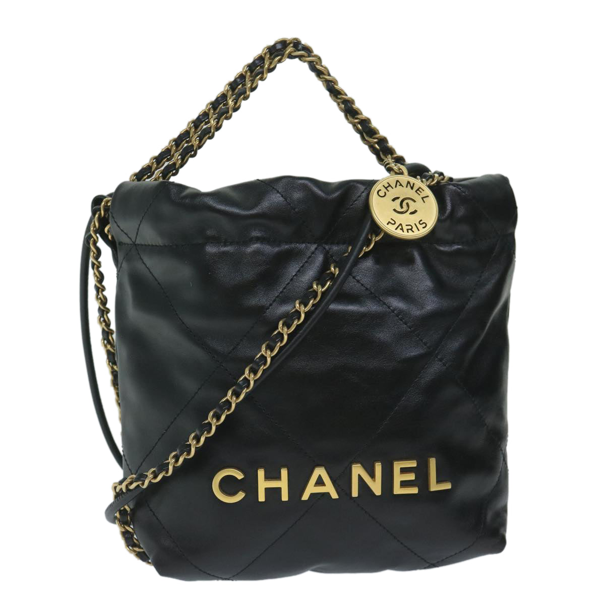 CHANEL CHANEL 22 Chain Hand Bag Leather Black AS3980 CC 59889SM