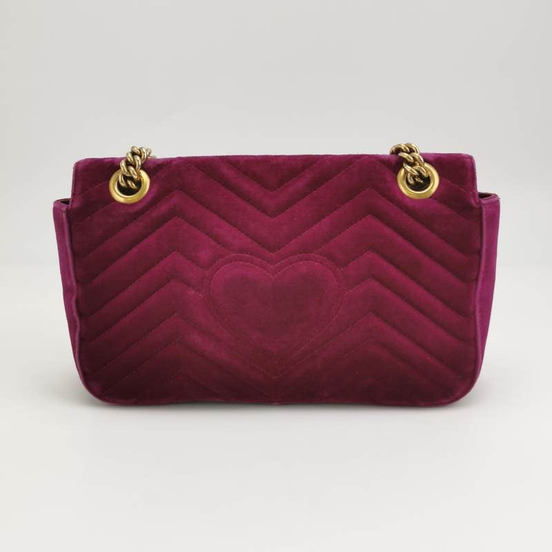 Gucci Marmont Small Flap Pink Velvet Handbag