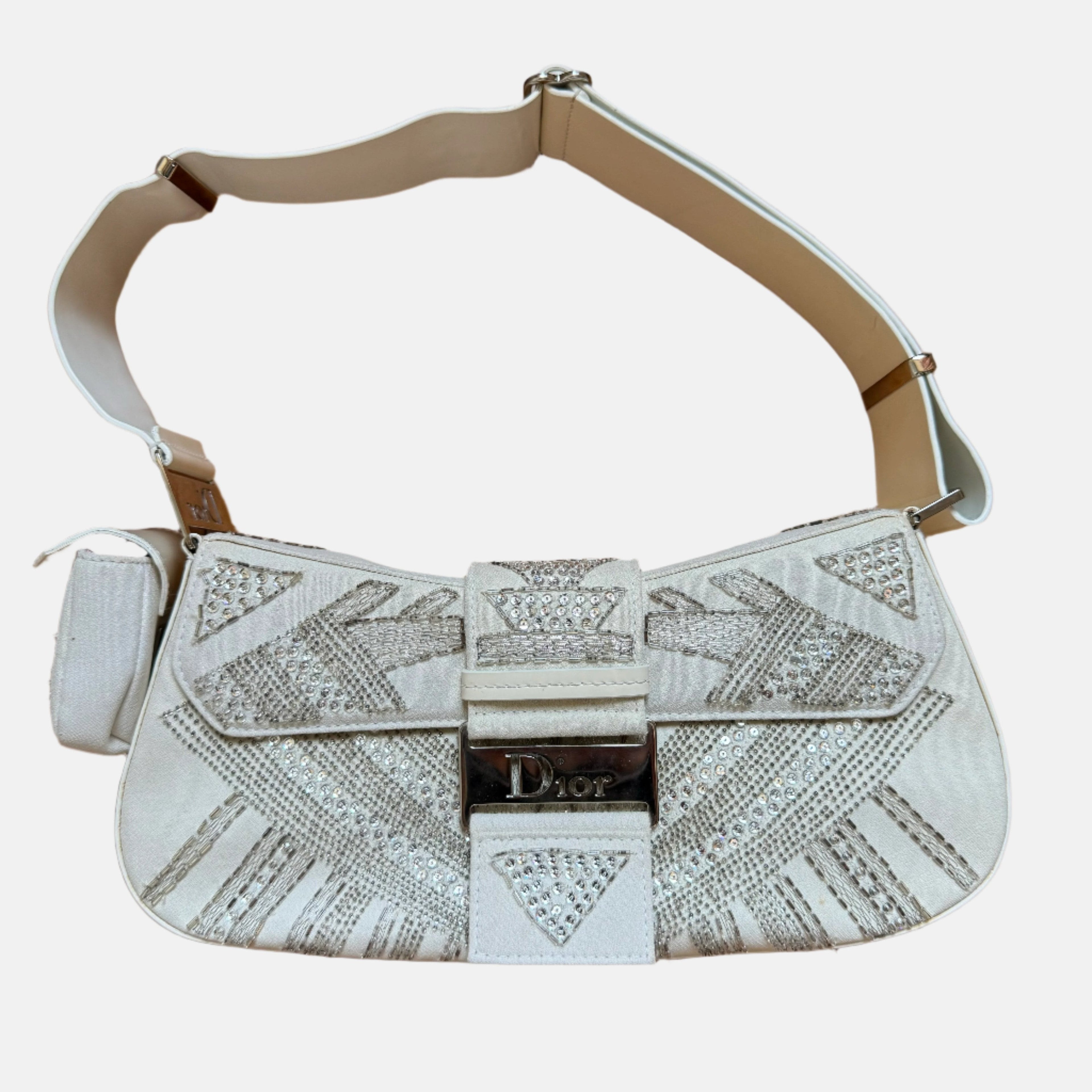 Dior Limited Edition Rare Columnbus Dior Strict Chic White Rhinestones Bag