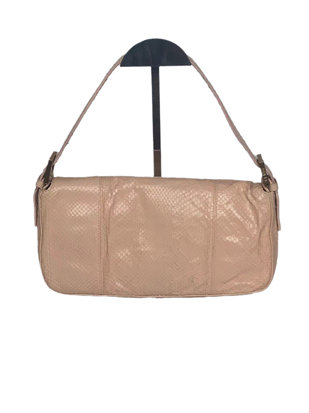 Fendi baguette nude pink python leather shoulder bag