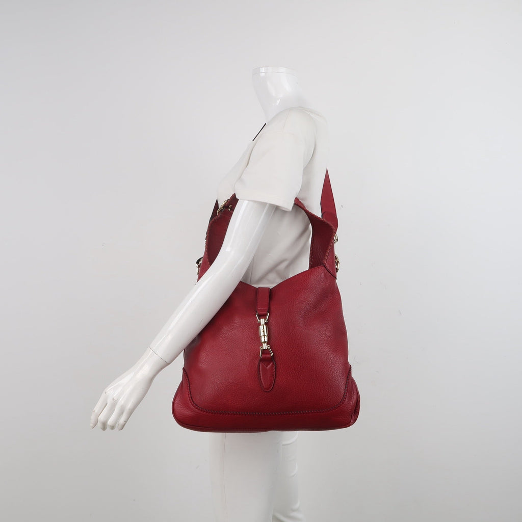 Gucci Jackie Medium Red Calfskin Leather Crossbody Bag