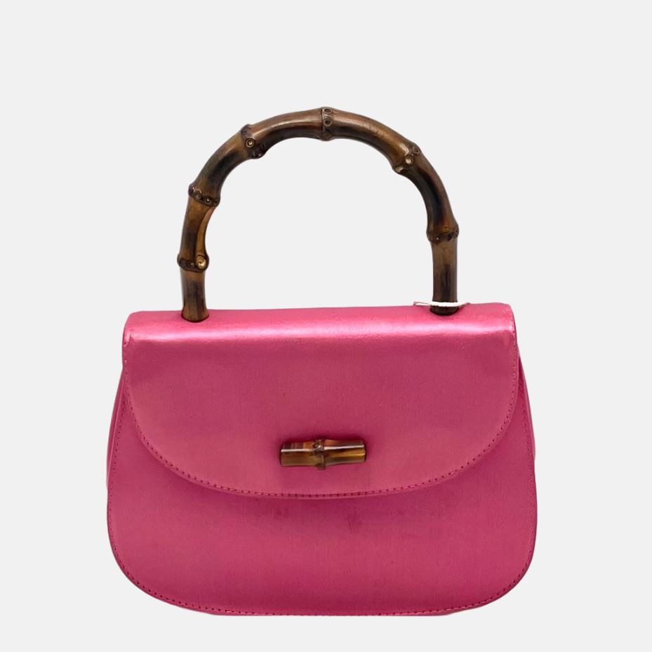 Gucci Bamboo 1947 Night Super Mini Pink Satin Evening Bag