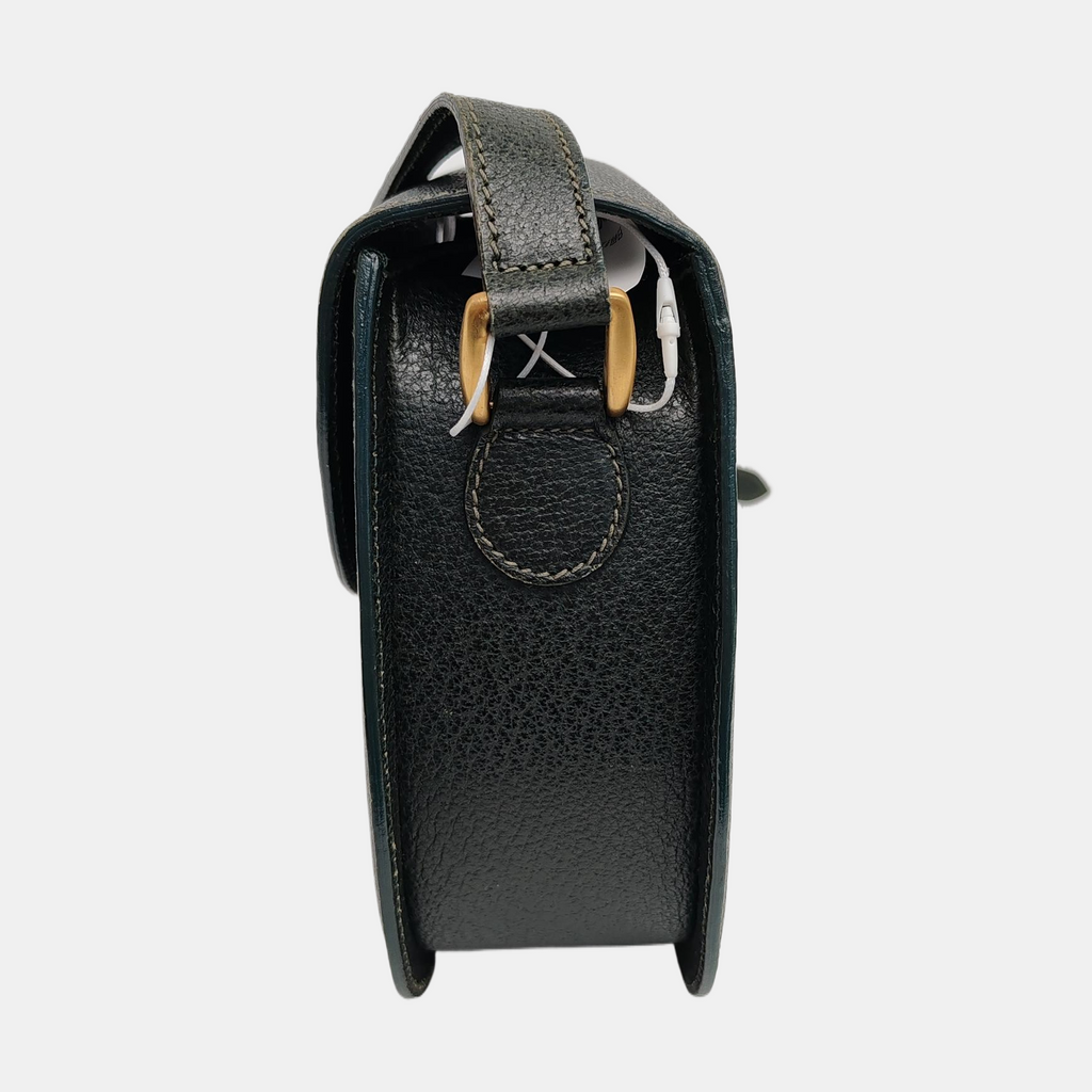 Gucci Bamboo 1947 Green Leather Medium Crossbody Bag