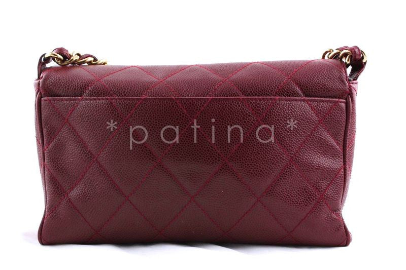 Chanel 10in. Classic Red Caviar Quilted Chunky Chain Flap Bag