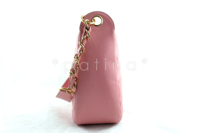 Chanel Pink Caviar Quilted Hobo Shopper Bag