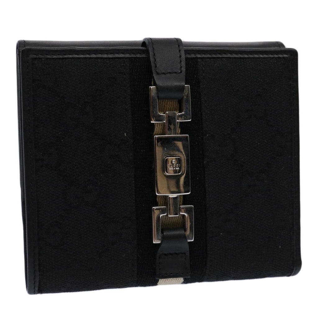 GUCCI GG Canvas Sherry Line Jackie Wallet Black White 60081A