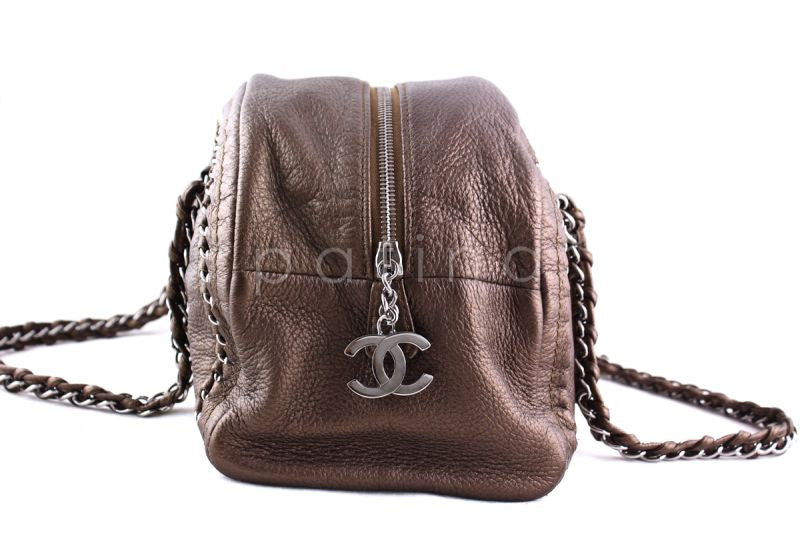 Chanel Large Bronze Soft Deerskin Luxury Ligne Bowler Bag