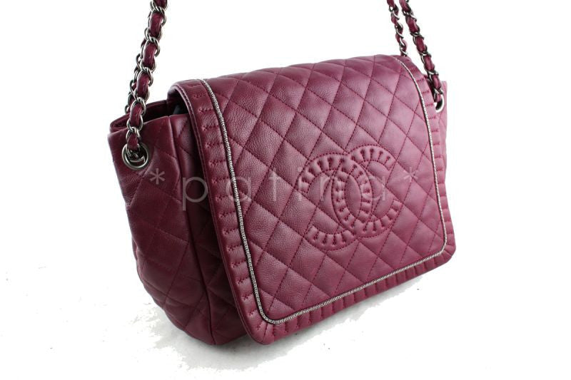 Chanel Dark Pink Istanbul Braided Chain Jumbo Flap Bag