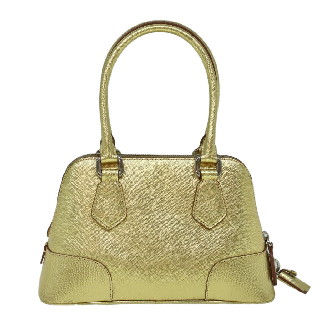 PRADA Hand Bag Safiano leather Gold 60231A