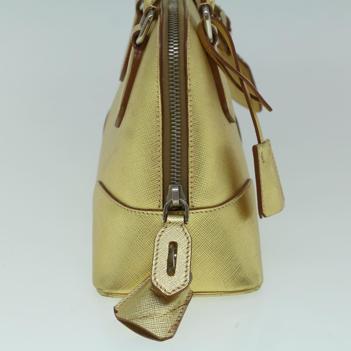 PRADA Hand Bag Safiano leather Gold 60231A