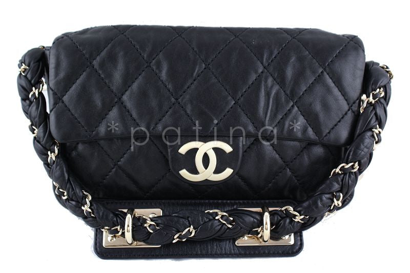 Chanel 10in. Black Lambskin Lady Braid Flap Bag