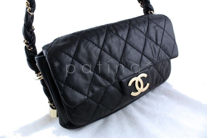 Chanel 10in. Black Lambskin Lady Braid Flap Bag